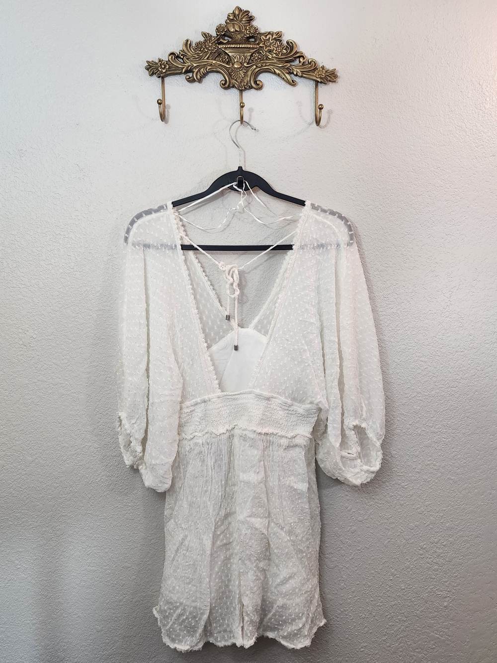 Free People Sweet Dreams Mini Dress Size M Color Tofu- Boho - Picture 8 of 11